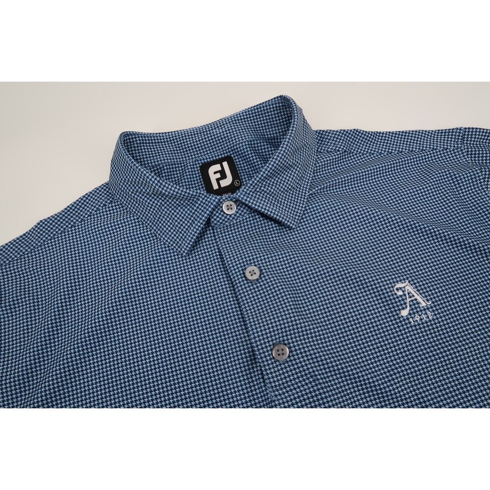 Footjoy‎ Mens Large Blue Navy Houndstooth Golf Performance Polo Shirt